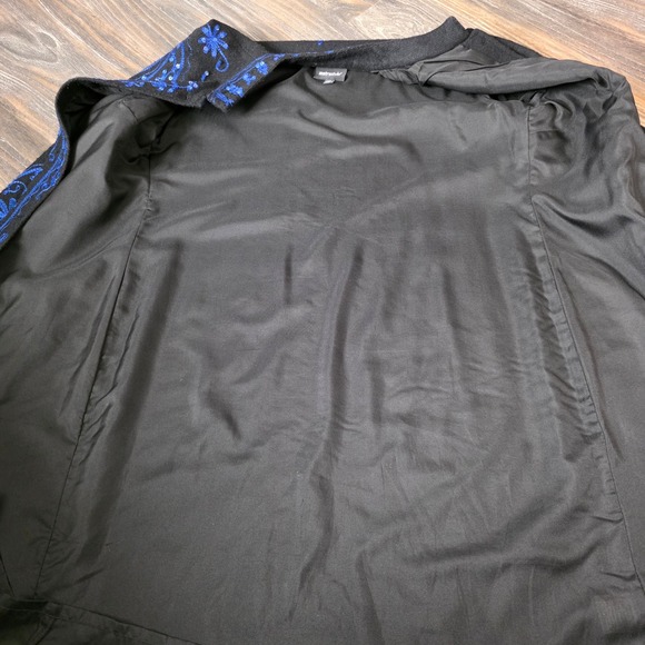Metrostyle black Wool Blend Embroidered Coat Long Sleeve Button Front size Large - Picture 7 of 11